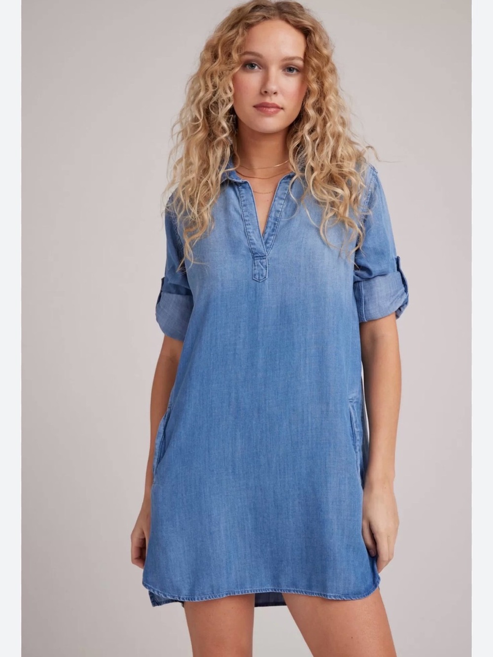 cloth & stone Anthropologie Light Blue Denim chambray Midi Shirt Dress small